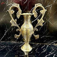 خرید آنلاین، گلدان رو میزی برنزی  سبک وزن با طرح زیبای دسته های گل گندم برجسته، درجه یک، زیر قیمت بازار | هنرظریف