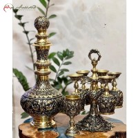 خرید، قیمت و مشخصات ست تنگ و جام اعلا با طراحی خاص و اعیانی، قلم زنی شده از جنس برنج و قابل شستشو دارای ضمانت - چترزندگی