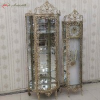 خرید آنلاین، ست بوفه 3 طبقه نیم گرد و ساعت ایستاده برنزی، مدل گل سرخ و رنگ فورتیک، درای گارانتی، با قمیت مناسب | هنرظریف