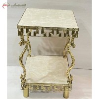 خرید آنلاین، میز خاطره برنزی مربع ترکیبی با و صفحه های ام دی اف اعلاء ، طرح ستون اژدها، پر نقش، قیمت مناسب | هنرظریف