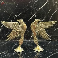خرید آنلاین، مجسمه های چشم نواز برنزی در طرح تندیس مرغ آرزو، رنگ طلایی با پایه های گرد، دو تکه، با قیمت مناسب | هنرظریف