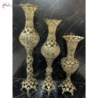 خرید آنلاین، گلدان های برنزی پایه دار طرح گل یاس،ر پر نقش و نگار طلایی رنگ بسیار زیبا و شیک، زیر قیمت بازار | هنرظریف