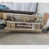 خرید آنلاین، میز تلویزیون طرح طاووس  برنزی و صفحه ام دی اف، پر نقش با طراحی شیک، با قیمت عالی | هنرظریف