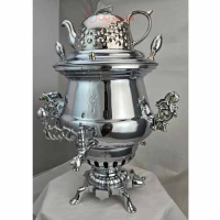 خرید، قیمت و مشخصات سماور برنجی نقره ای با روکش براق و طرح برجسته ارزان و با کیفیت _ هنرظریف