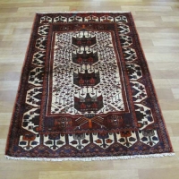 فرش دستباف - خرید و قیمت فرش دستباف خمسه زنجان طرح سيب گلاب سایز ذرع و نيم رنگ زمینه كرم کد ۳۸۰۷۴ - هنرظریف