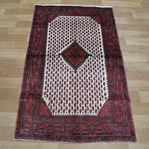 فرش دستبافت + مشخصات کامل فرش دستباف آنجلاس همدان طرح بته ترنج سایز ذرع و نيم کد ۳۸۸۸۱ - هنرظریف